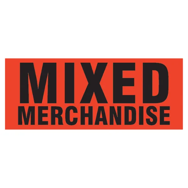 Labels - "Mixed Merchandise" Black/Neon Red P-311 2IN x 5IN 500/RL
