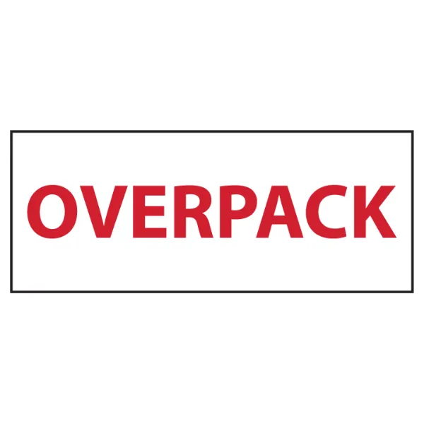 Labels - "Overpack" Red/White P-308 2IN x 5IN 500/RL