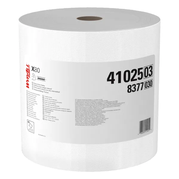 Wipers - PowerClean™ Heavy Duty White X80 12.4IN x 12.2IN 41025 Jumbo Roll 475 SHEETS/RL