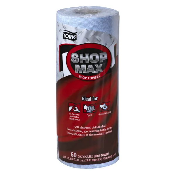 Wipers - ShopMax Heavy Duty Paper Shop Towel Blue 450360 11IN x 9.4IN 60 SHEETS/RL 30/CS
