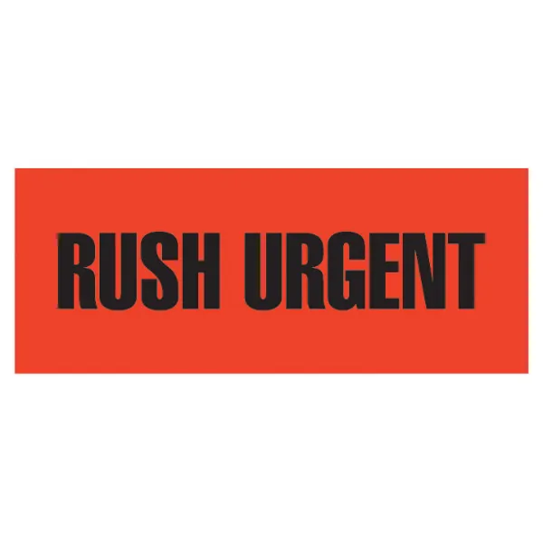 Labels - "Rush Urgent" Black/Neon Red P-102 2IN x 5IN 500/RL