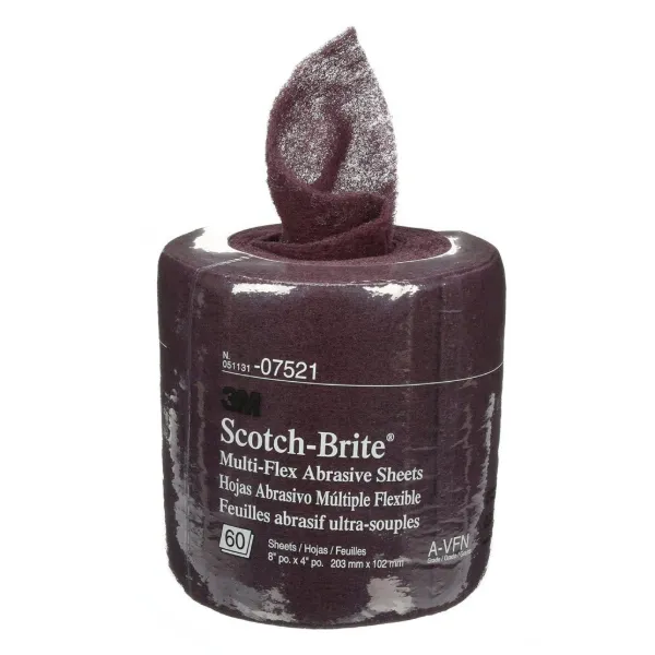 Sanding Sheet - Scotch-Brite™ Multi-Flex Abrasive Maroon SB07521 8INx20FT VFN 60 SHEETS/RL 4/CS