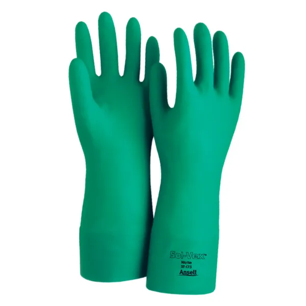 Gloves - Nitrile Chemical Resistant AlphaTec® Solvex® Green 37-175 12IN Size 8 12PR/PK