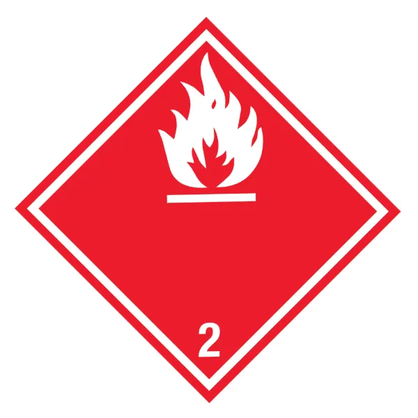 Labels T.D.G. - Hazard Class 2 Flammable Gas White/Red DG201 4INx4IN 500/RL