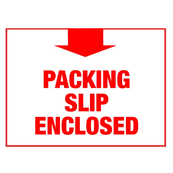 Labels - "Packing Slip Enclosed" with Arrow Red/White SDL3 3.3IN x 4.25IN 500/RL