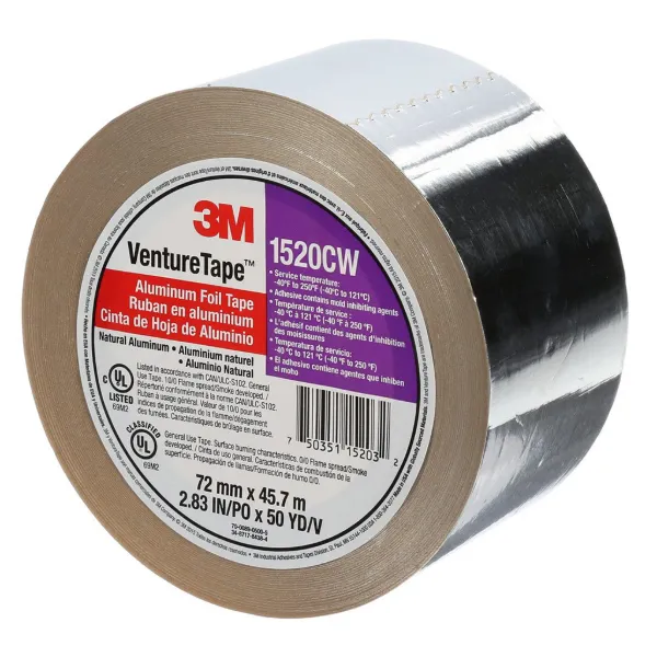 Foil Tape - Aluminum Venture Tape™ Silver 1520CW 144MMx45M 1.8MIL 8/CS