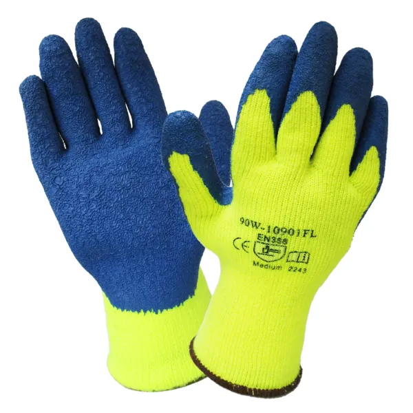 Gloves - Fleece Winter Lined Rubber Coated Blue/Green 90W-10901FL Medium 12/PK