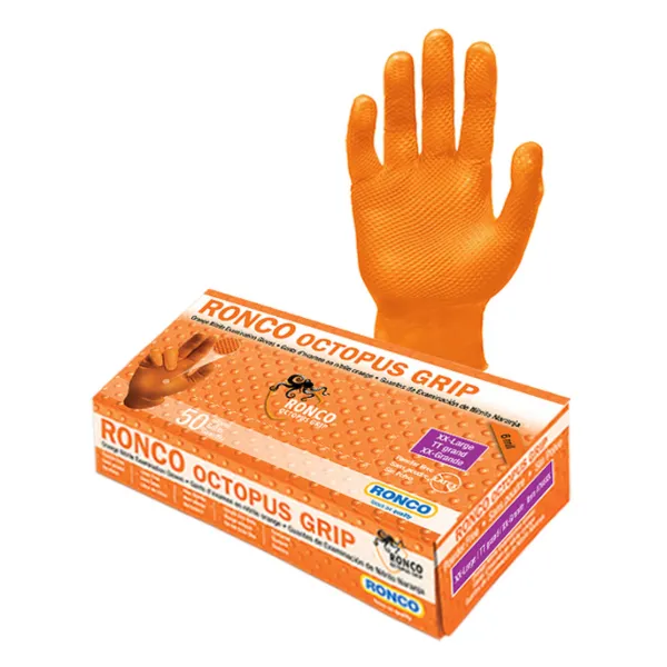 Gloves - Nitrile Examination Powder Free Orange Octopus Grip™ 6MIL 768XL X-Large 50/BX 500/CS