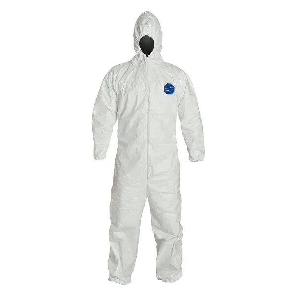 Coverall - Hood, Elastic Wrist & Ankle, Zipper Closure White Tyvek 400 Medium 25/CS