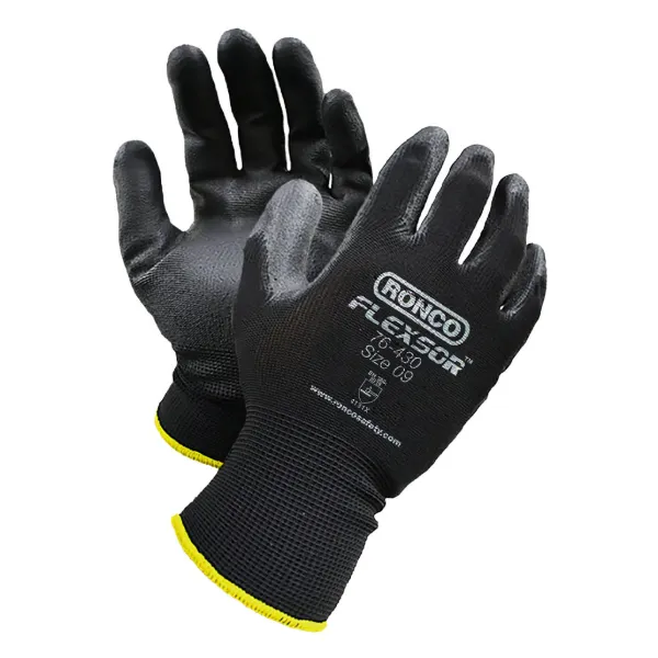 Gloves - Nitrile Palm Coated Polyester Flexsor™ Black/Grey 76-430-06 X-Small 12PR/PK 72/CS