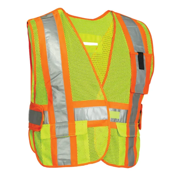 Safety Vest - 5-Point Tear Away Mesh Hi Vis Lime 022-TV4PKTA One Size 1/CS