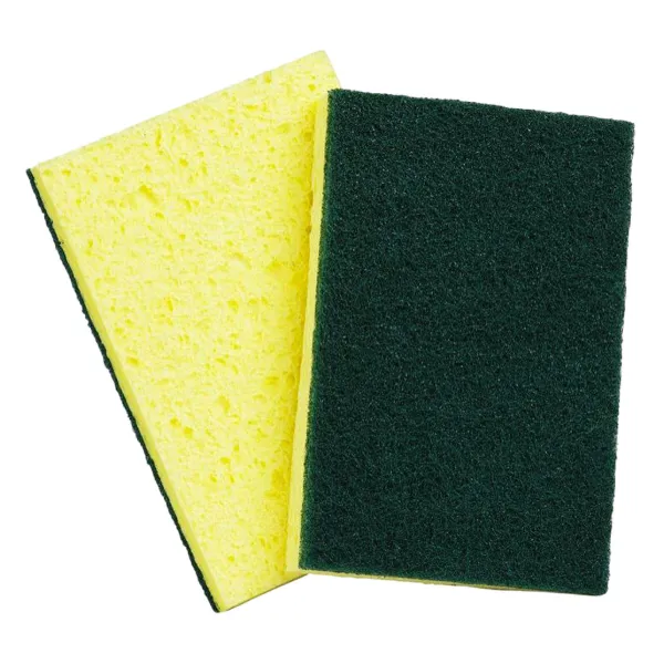 Sponge with Scouring Pad - Heavy Duty Cellulose Yellow/Green SP-E747 6IN x 4IN 1/EA 10/CS
